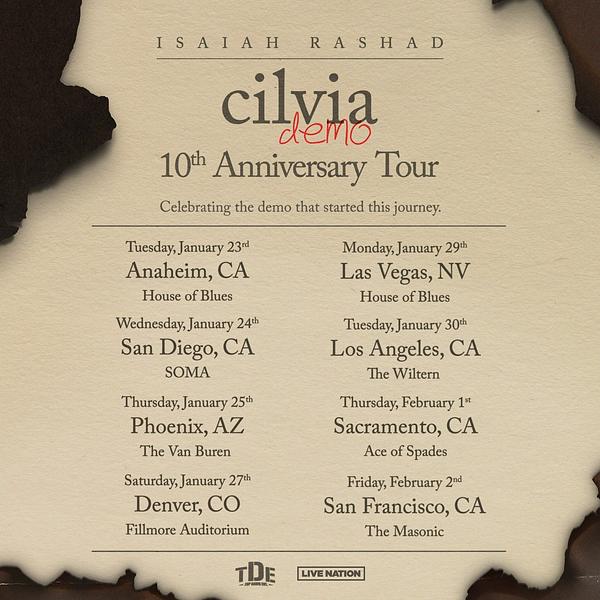 Isaiah Rashad – Cilvia Demo 10th Anniversary Tour